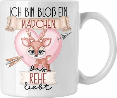 Produktbild von Trendation - Rehe Tasse Geschenk Frauen Ich Bin Bloß Ein Mädchen Das Rehe Liebt Rehliebhaberin Geschenk Spruch Geburtstag (Weiß)