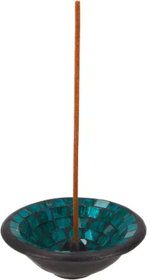 Produktbild von Keramik Räucherschale - Mosaik Grün, 4*12*12 cm, Räucherstäbchen Halter