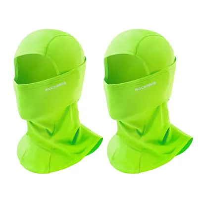 Image de ROCKBROS 2pcs Cagoule Automne Hiver pour les sports de plein air Vélo Moto Balaclava Réfléchissant Coupe-vent Anti-Poussière, Vert Fluorescent