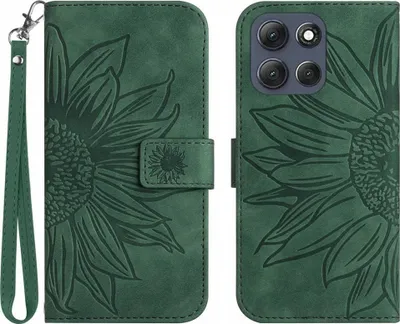 Produktbild von Motorola Moto G86 Hülle - Coverup Sonnenblume Klapphülle mit Schlüsselband - Grün