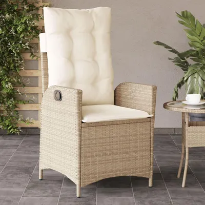 Produktbild von Gartensessel mit Kissen Verstellbar Beige Poly Rattan