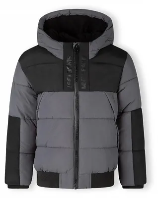 Minoti Winterjacke Grau/Schwarz für Jungen, Vorderansicht