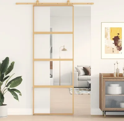 Produktbild von Cloris Designermöbel Schiebetür Golden 76x205 cm ESG-Klarglas und Aluminium 2024 Neu