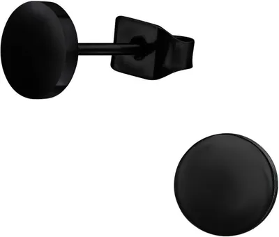 Produktbild von Titan Ohrringe Ohrstecker mit Kreis 4-8mm schwarz Größe - 6 mm