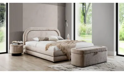 Immagine prodotto di Esclusiva suite da letto beige letto matrimoniale comodini imbottiti