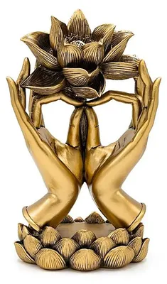 Produktbild von Deko-Hände mit Lotus goldfarben – 14,5 x 9,6 x 24,8 cm