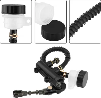 Produktbild von Hintere Fußbremspumpe, hydraulischer Hauptzylinder, hintere Fußbremszylinderpumpe, hinterer Hauptbremszylinder, klappbarer hinterer Hauptzylinder, hinterer Bremspumpenreservoir