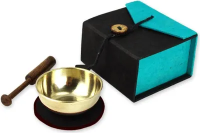 Produktbild von Mini-Klangschale in Box (schwarz / türkis)