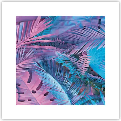 Produktbild von Poster - Poster ohne Rahmen - Blätter Rosa Blau - 30x30 cm - Wand Bild - Wanddeko - Wandbilder - Kunstposter - Wandposter - Bilder - Kunstdruck - Wanddekoration - Wandbild - P2XAC30x30-4401