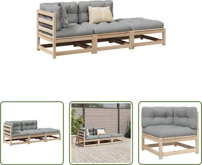 Produktbild von The Living Store 3-tlg. Garten-Sofagarnitur mit Kissen Massivholz Kiefer