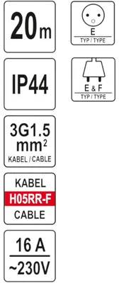 Zdjęcie produktu dla Przedłużacz Bębnowy 3X1,5 Mm, 20 M