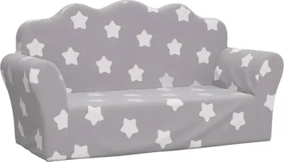 Immagine prodotto di vidaXL Divano per bambini a 2 posti grigio chiaro con stelle in morbido peluche