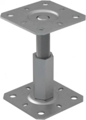 Produktbild von GRUNDLINE Stützenfuß Pfostenträger höhenverstelbar Gewinde galvanisiert silbern - PR 100x100x100