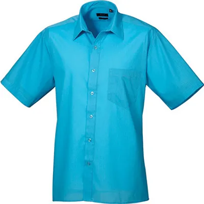 Produktbild von Premier Workwear Herren Popeline Hemd kurzarm PR202 turquoise 48 (19)