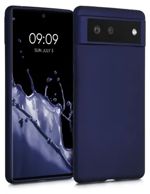 Produktbild von kwmobile Handyhülle für Google Pixel 6 Hülle - Silikon Case metallisch schimmernd - Schutzhülle Cover - Metallic Blau