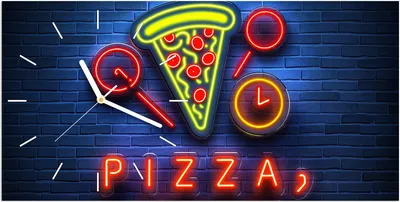 Produktbild von Wanduhr aus Glas mit Motiv Pizzalieferservice- 60 x 30 cm - inkl. Aufhängesystem