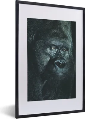 Produktbild von MuchoWow® MuchoWow® Gerahmtes Poster Nahaufnahme eines großen Gorillas 40x60 cm - Poster mit zchwarzem Bilderrahmen - Poster in Rahmen