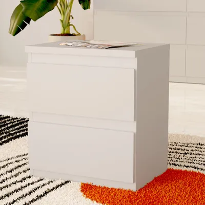Produktbild von Forte EDMORE Kommode 40 45, moderner Nachttisch mit 2 Schubladen, Beistelltisch, Holzwerkstoff, Secret Grey, 41,8 cm breit x 49,3 cm hoch x 32,2 cm tief