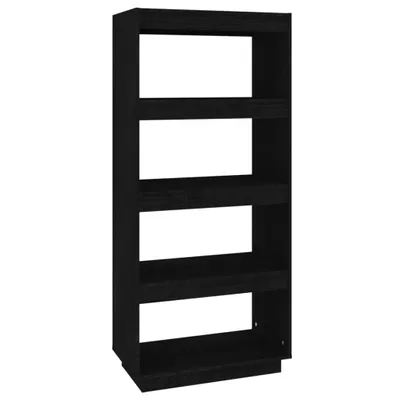 Produktbild von Bücherregal/Raumteiler Schwarz 60x35x135 cm Massivholz Kiefer