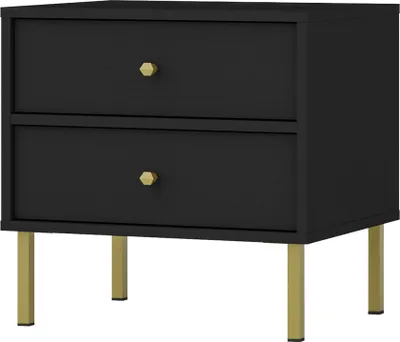 Immagine prodotto di Selsey Oktio - Comodino con 2 cassetti, nero-grafite, 52 cm