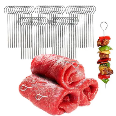 120 Rouladennadeln, 9 cm, Edelstahl, Fleischspieße mit Öse