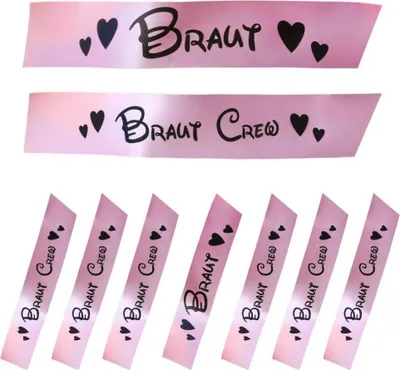 Produktbild von Oblique Unique Schärpe Braut + Braut Crew Set JGA Hen Party Bride to be Herzen rosa