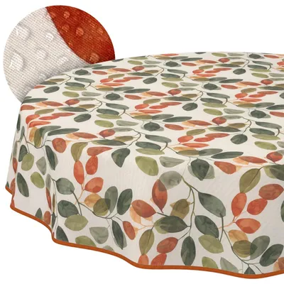 Tischdecke 100x100cm Rund Bunt Barcelona Stoff Premium Ornament Blätter wasserabweisend, Hauptbild