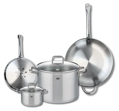 Image de Ensemble de 2 Poêles de cuisson 24 et 32 cm et 2 faitouts 14 et 26 cm Elo Profi Citrin