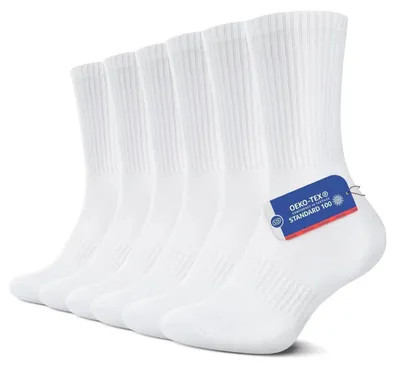 Obrázok produktu pre 6 párov športových ponožiek pre pánov a dámy, čierne a biele, členkové, tenisové, veľkosť 39-42