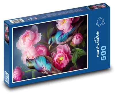 Produktbild von martinpuzzle - Puzzle 500 Teile - Kolibris in Blumen