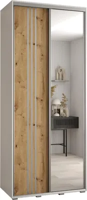Produktbild von MEBLE KRYSPOL Cannes 7 Schrank mit 2 Schiebetüren - 205,2x120x45 cm - Weiß Artisan Silber