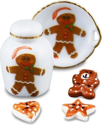 Obrázek produktu pro Sada miniaturních perníčků s porcelánem pro panenkový domeček a dekorace
