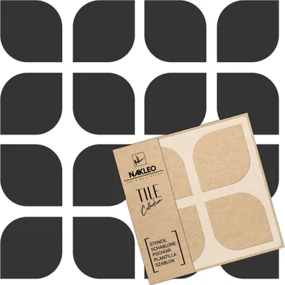 Produktbild von Tile Fliesen Schablone zum Malen 15x15 cm, Teruel Geometrisches Retro Ornament, Kunststoff Wiederverwendbare Bodenschablone DIY