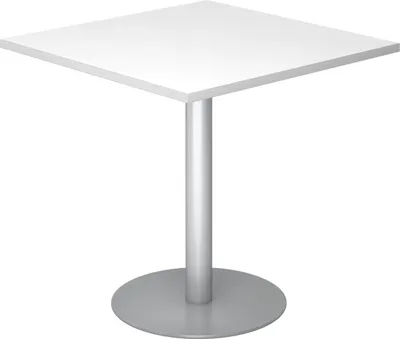 Produktbild von bümö Pausentisch eckig STF - Nachbildung: Weiß, Gestell: Silber