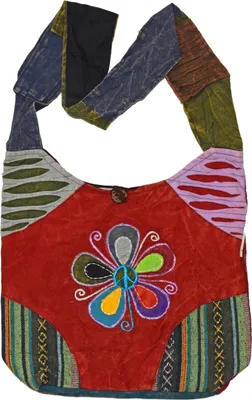 Zdjęcie produktu dla Patchworkowa torba na ramię Torba na ramię Torba na ramię Torba na ramię Shopper z haftem, One-Flower
