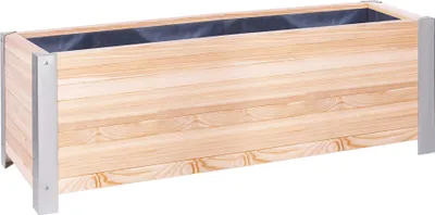 Produktbild von Pflanzgefäß aus Lärchenholz mit Silber-Beschlägen : 120 x 40 x 41cm
