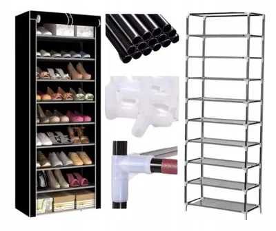 Produktbild von Textil-Kleiderschrank, Schuhregal, Organizer, Garderobe, Regal Mit 9 Einlegefeldern