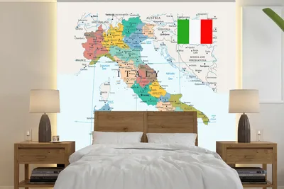 Produktbild von MuchoWow® Fototapete für Wohnzimmer oder Schlafzimmer Wandtapete Vinyl Motivtapete Karte von Italien - 220x220 cm - Tapeten