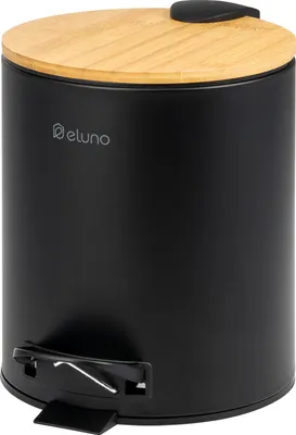Obrázek produktu pro koš na kosmetiku eluno, pedálový koš o objemu 5 litrů z bambusu a černého kovu