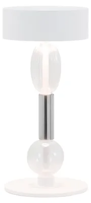 Produktbild von Zafferano Royal Family Wi-Fi - Wiederaufladbare LED-Tischlampe, Touch-Dimmer, 36h Akku, Weiß-Alu, Glas
