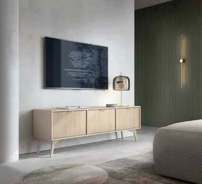 Produktbild von TV-schränke TV-Lowboard RTV-Kommode FOREST 158 Schrank Wohnzimmerschrank Sandbeige / Scandi Fischgrät