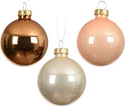 Produktbild von Weihnachtskugeln Glas 8cm 16 Stück - Perle / Brandy Mix