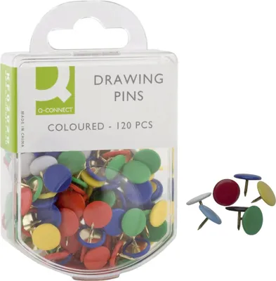 Immagine prodotto di Q-Connect® KF02020 Reißnägel, kunststoffüberzogen, farbig sortiert, 120 Stück