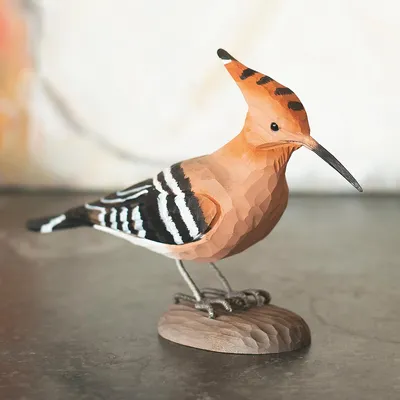 Image de JARDIN NATUREL Wildlife Garden WG4472 DecoBird Wiedehopf - Oiseau décoratif en bois, sculpté à la main - Grands oiseaux européens