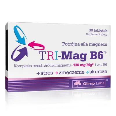 Zdjęcie produktu dla OLIMP FARMACJA Tri-Mag B6 - 30 tabletek 130 mg Mg2+ i witamina B6