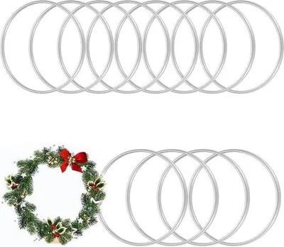 Produktbild von Metallringe 20 cm – 12er-Set – Traumfängerringe – Silber – Bastelringe – Drahtringe – Kranzdekoration – zum Aufhängen – DIY – Dekoration