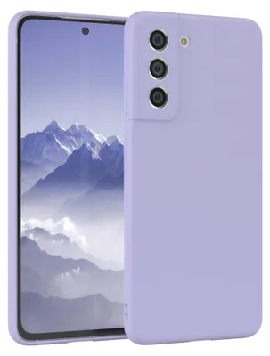 A purple phone case is shown in a studio shot, with the phone inside it.