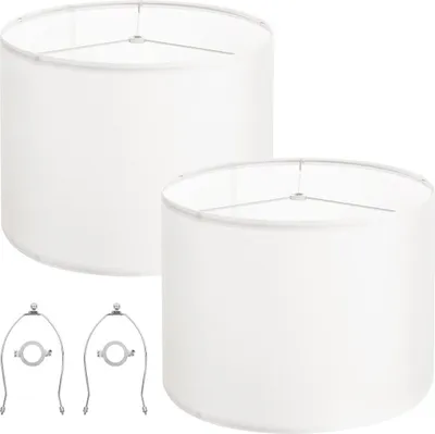 Immagine prodotto di Paralume a tamburo, set da 2, 40,6 x 40,6 x 30,4 cm, con arpa (bianco sporco)