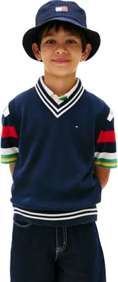 Produktbild von Tommy Hilfiger Jungen Pullunder Varsity Rib mit V-Ausschnitt, Blau (Dark Night N