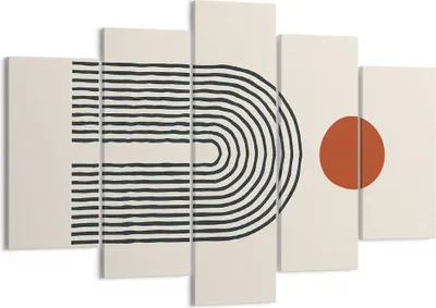Produktbild von Bild auf Leinwand - Leinwandbild - 5 Teile - Abstraktion Grafik Linien - 150x100cm - Wand Bild - Wanddeko - Wandbilder - Leinwanddruck - Bilder - Wanddekoration - Leinwand bilder - EA150x100-5035